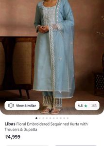 LIBAS Blue Yoke Design Suit Dupatta Pant Set