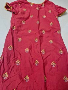 Red & Yellow Embroidered Shrara Set