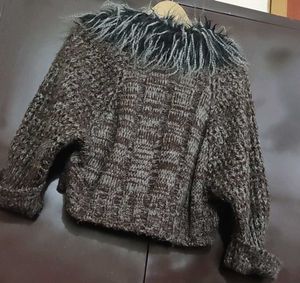 Mauve &amp; Grey Crop Sweater For 38 Bust