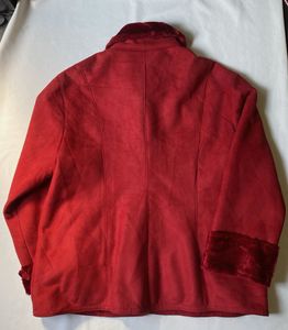 Red Faux Fur Trim Coat
