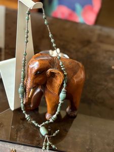 Green Beaded Tassel Necklace