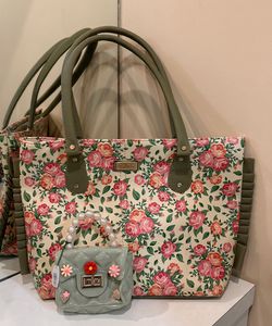 Floral Tote Bag With Free Mini Purse