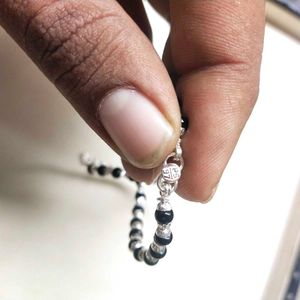 PS97Pure Silver &amp; Black Crystals Baby Nazariya