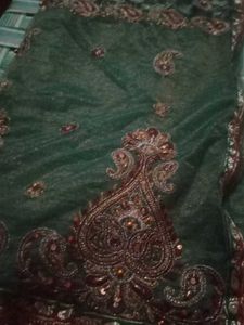 Emerald Green Embroidered Saree
