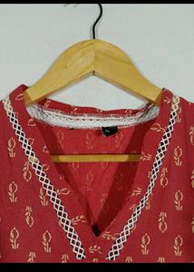 V- Neck Kurti With Floral Print