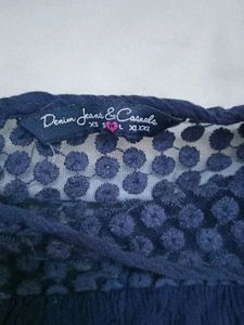 Blue Top With Embroidery And Lace