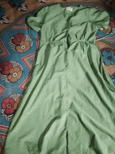 Light Olive Green Color Dress,One Piece