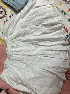 White Embroidered Mini Skirt