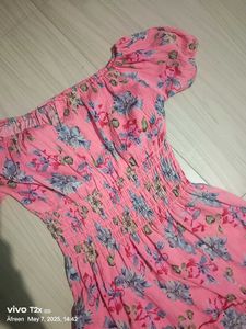 Floral Pink Tiered Midi Dress