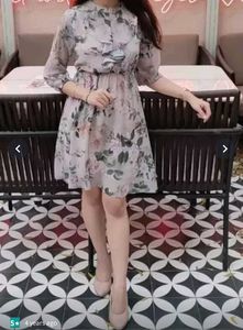 Grey And Green Floral Dress