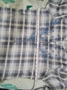Wintery Checkered Embroidered Kurta Set Of 3
