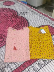 Combo  Mustard Kurta  And Pink Colour  Flora Kutr