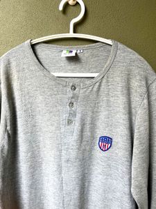 Gray Long Sleeve Solid T-Shirt