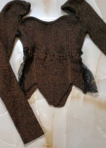 shimmery brown cropped top