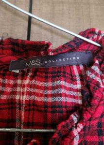 Red Plaid Long Sleeve Tunic Top