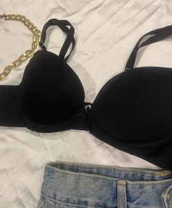 Black Shein Soft Material Padded Push Up Bra