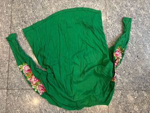 Green Floral Embroidered Top