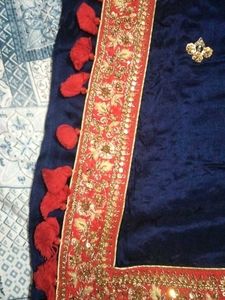 Navy Blue SareeWith Red Blouse