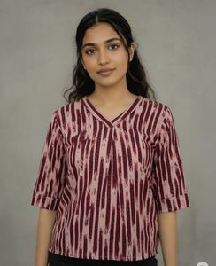 Sparkling Striped V-Neck Top