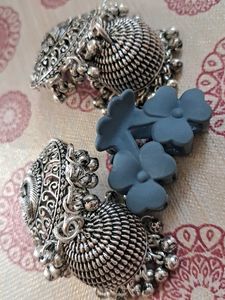 Silver Jhumka + Claw