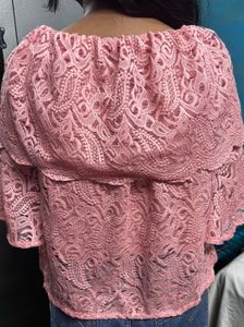 Pink Lace Off-Shoulder Top