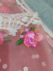 Beautiful Net Dupatta With Thread Work