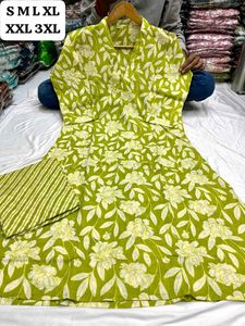 Leafy Print Kurta Pant Set