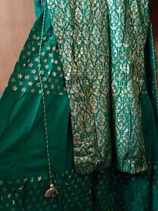 Teal &amp; Gold Brocade Anarkali