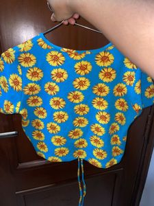 Sunflower Print Crop Top