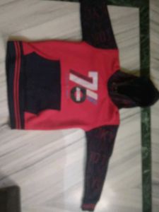 Kids' Stylish Red & Black Hoodie