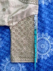 Grand Gold Blouse With Pearl And Embroidery
