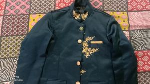 Embroidered Teal Bandhgala Jacket