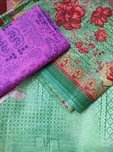 Green Floral Dress Material
