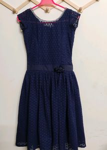 HIGH QUALITY STITCHED FROCK Navy Blue Knee Length