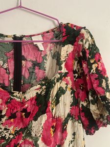 Floral Mini Dress With Side Slit