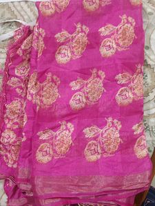 Pink Floral Print Saree