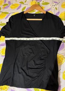 Talbots Black Wrap Top