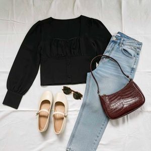 Chic Black Long Sleeve Top