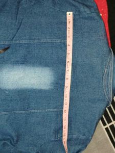 Navy Blue Denim Jacket With Pearl Design