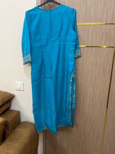 Embroidered Turquoise Blue Kurta