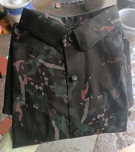 Camo Print Button-Down Shirt