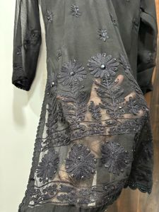 Elegant Black Chikankari Embroidered Kurta