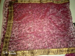 Elegant Pink &amp; Gold Saree