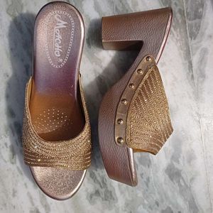 Gold Embellished Wedge Sandals