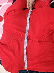 Red Button-Down Cardigan