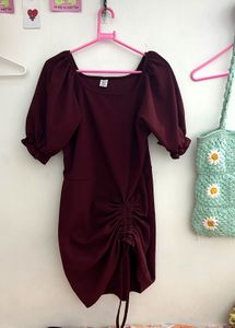 Selvia Maroon Bodycon Dress | Size Xl