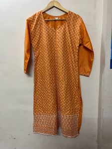 Orange Embroidered Kurta