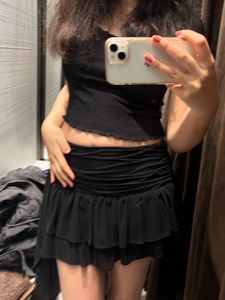 cute black ruffle top