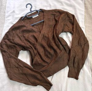 🎁Buy1 Get1 Free Crop Wrap Brown Top H