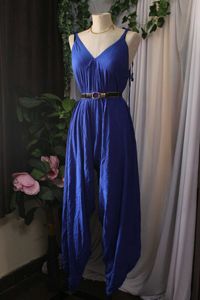 Blue V-Neck Jumpsuit